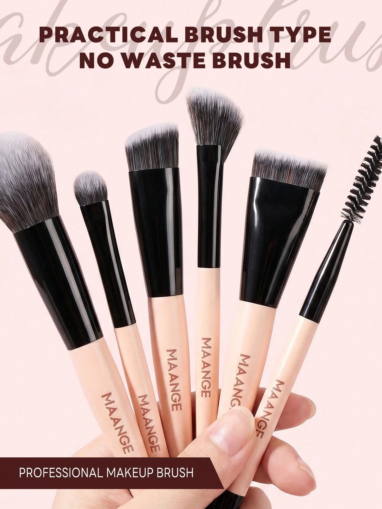 Maange 10Pcs Makeup Brush Black and Pink
