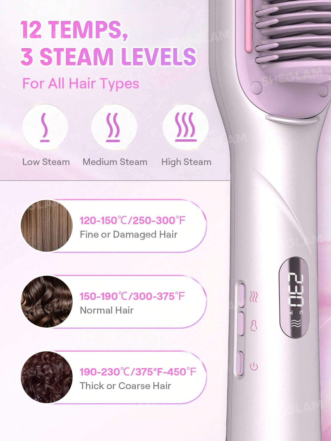 Sheglam Hydra Shot Steam Straightening Brush Pro