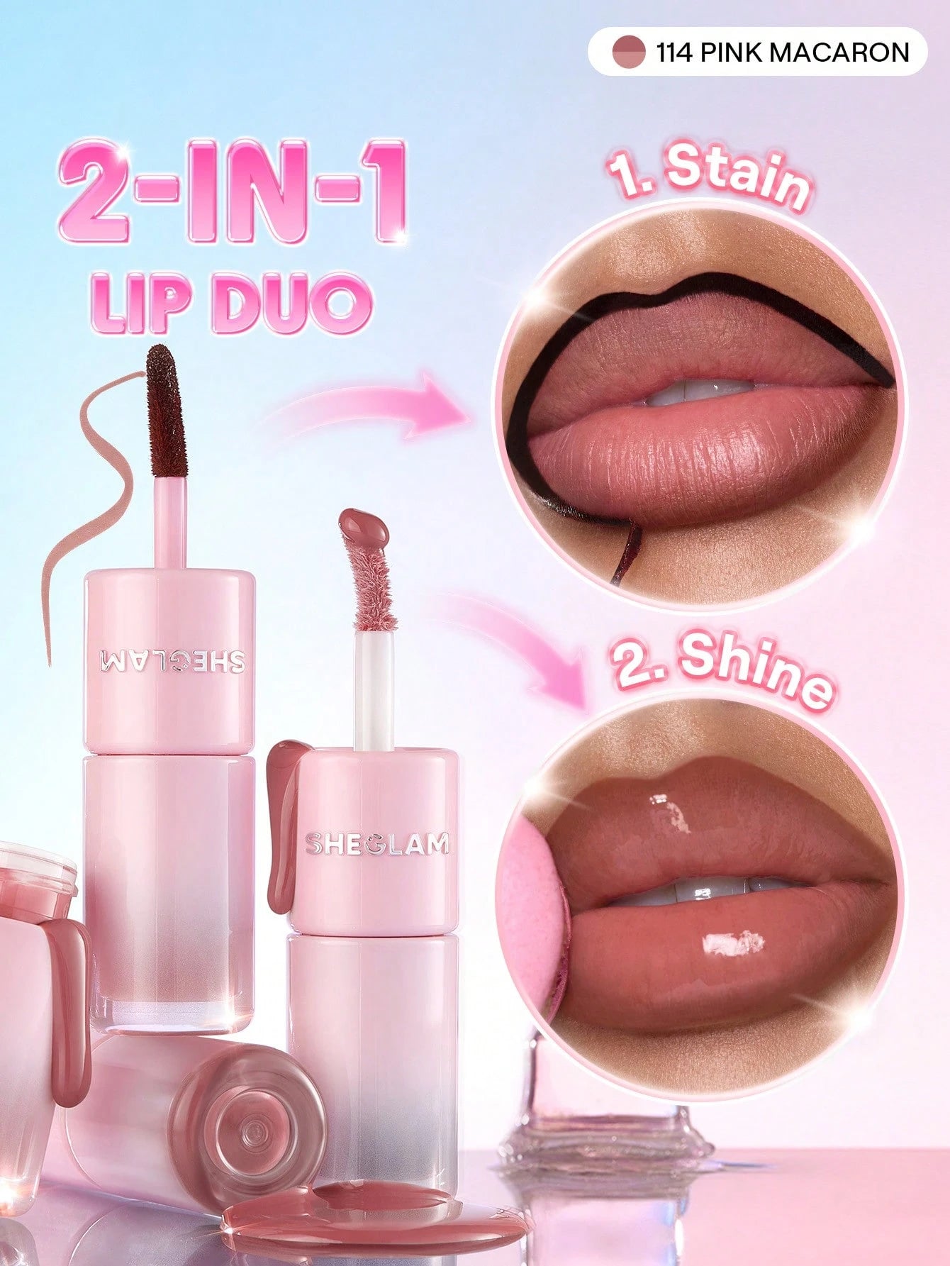 Sheglam Line To Shine Peel-Off Lip Stain & Gloss Duo