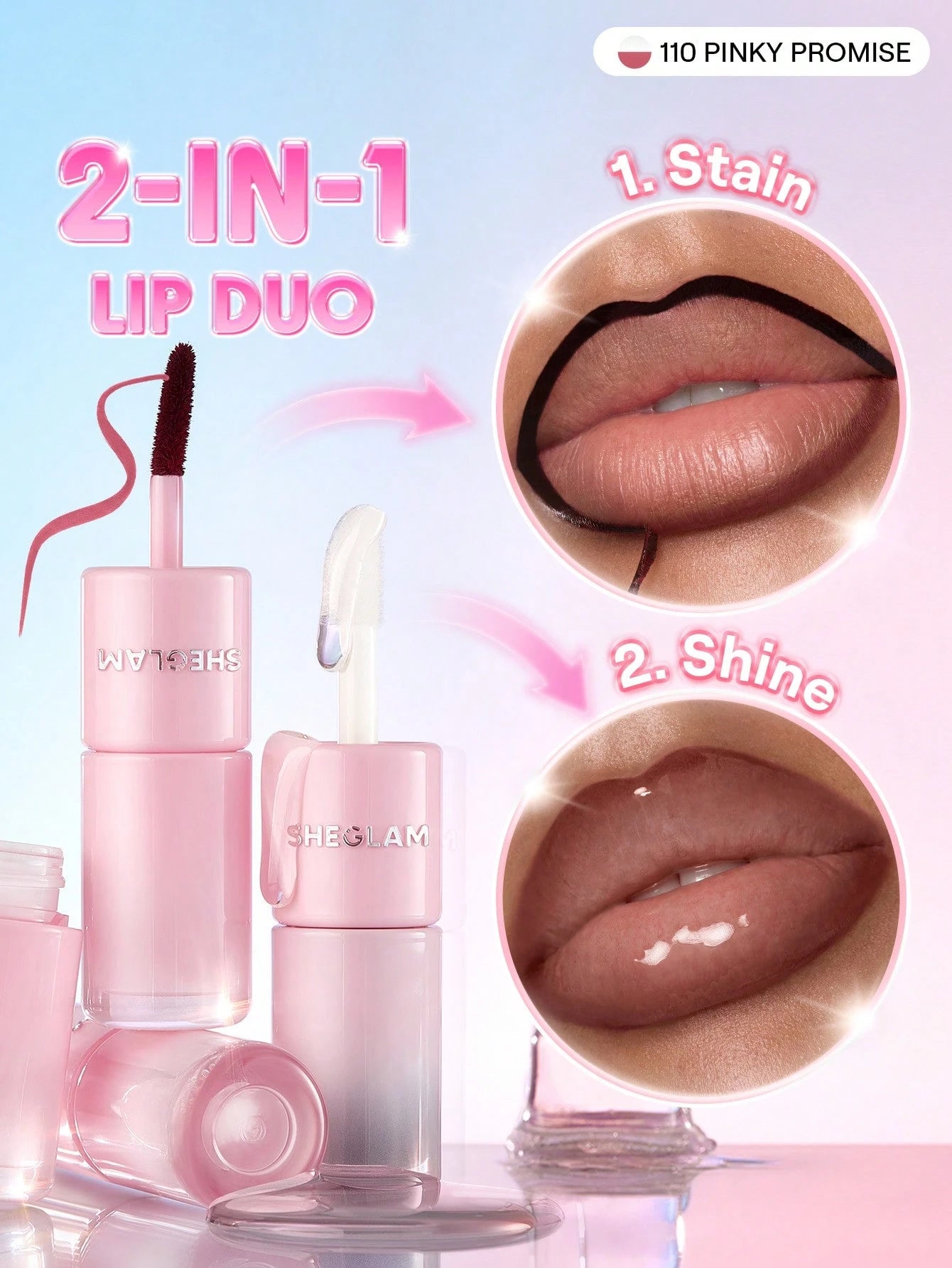 Sheglam Line To Shine Peel-Off Lip Stain & Gloss Duo