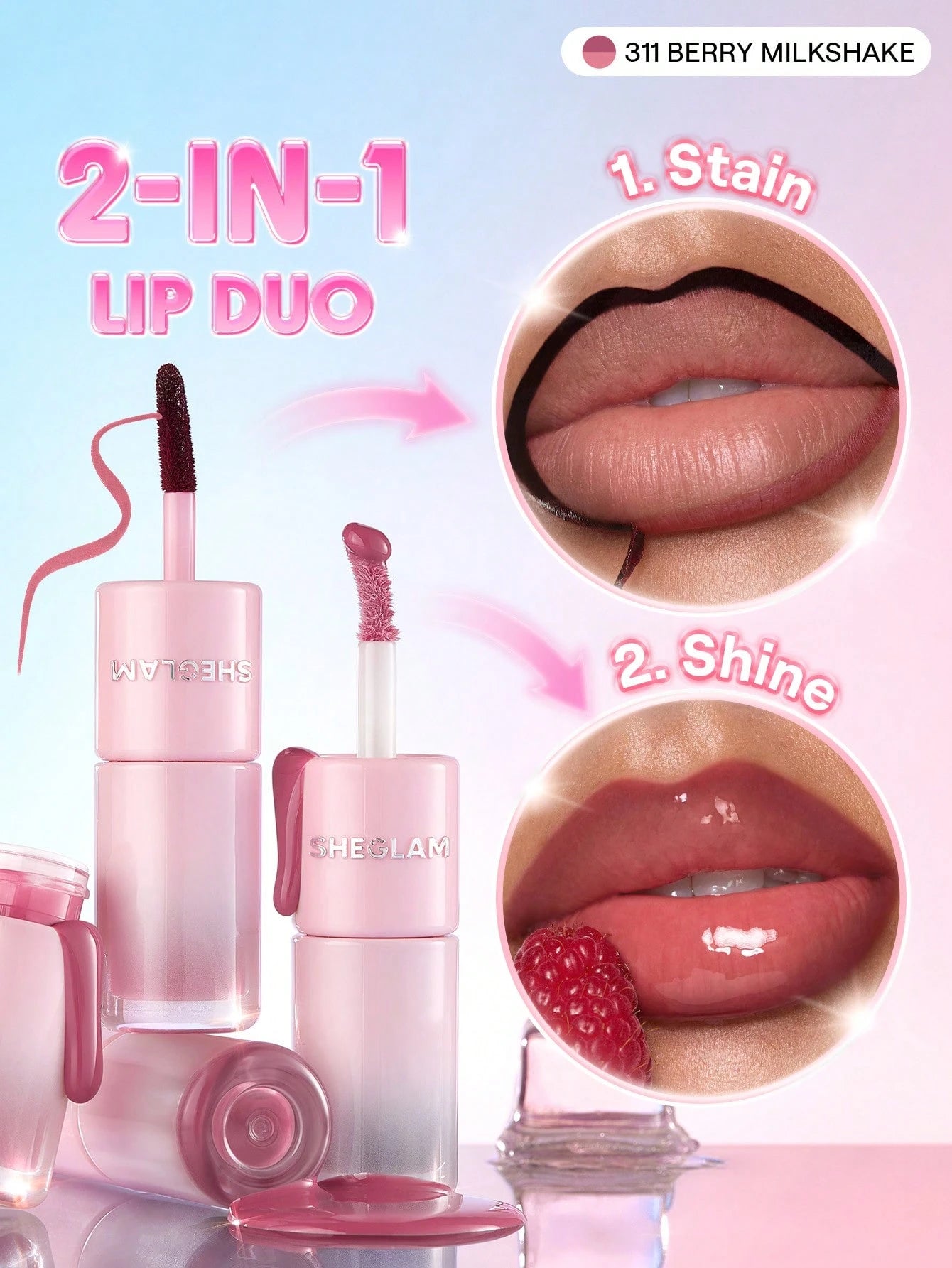 Sheglam Line To Shine Peel-Off Lip Stain & Gloss Duo
