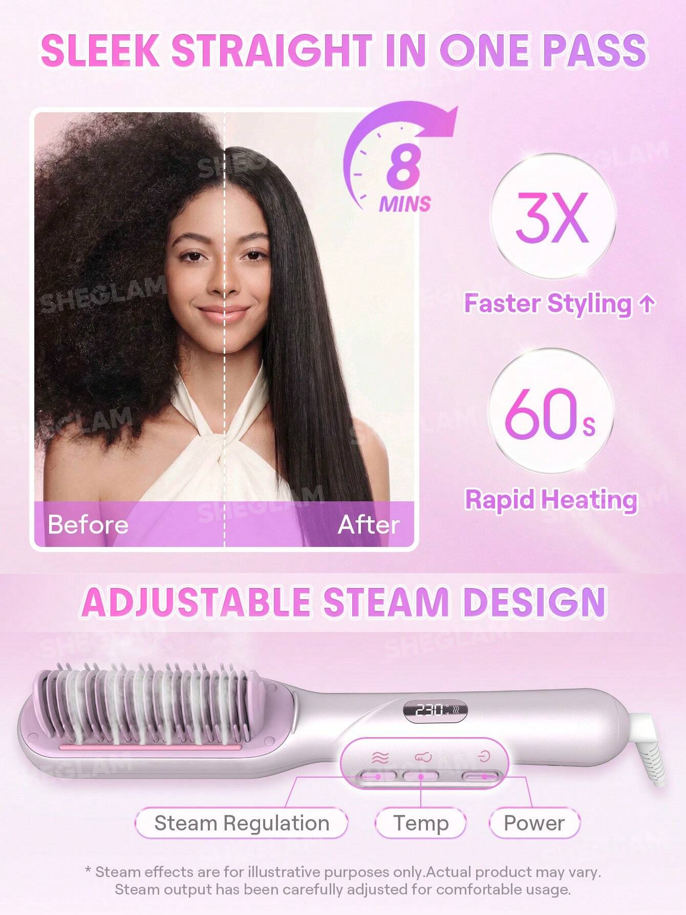 Sheglam Hydra Shot Steam Straightening Brush Pro