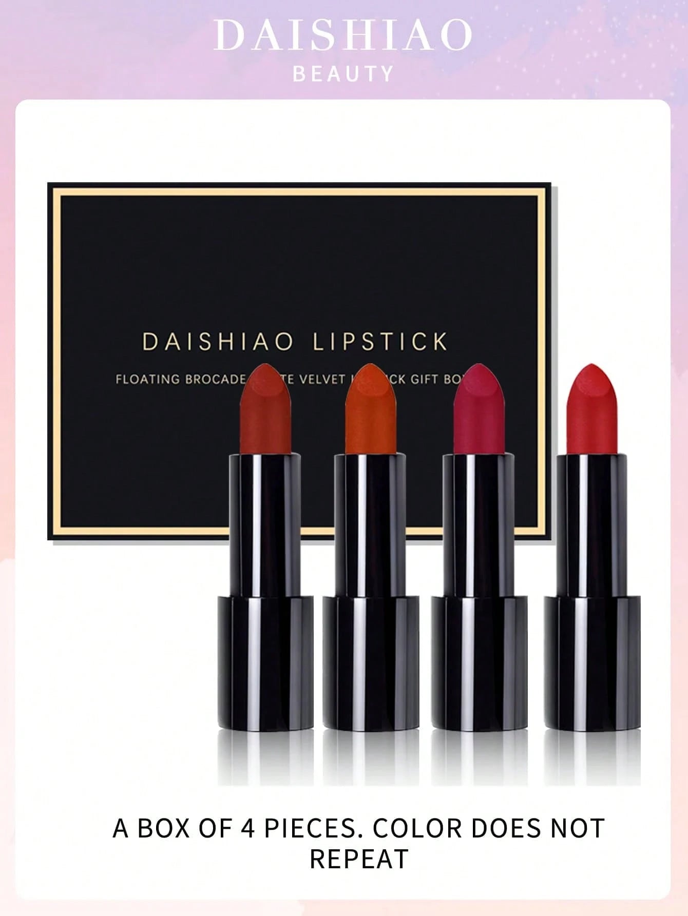 Daishiao Lipstick 4pcs Long Lasting Waterproof Lipstick Set