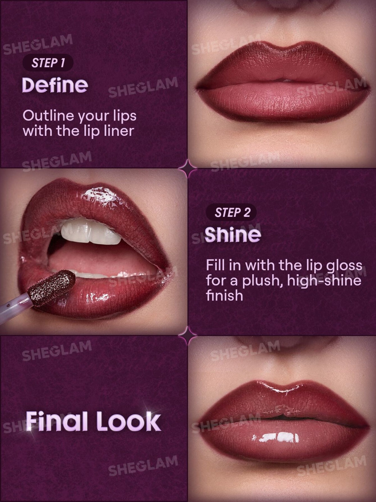 Sheglam Dark Romantasy Lip Liner + Lip Gloss Kit-Rich Velvet