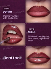 Sheglam Dark Romantasy Lip Liner + Lip Gloss Kit-Rich Velvet