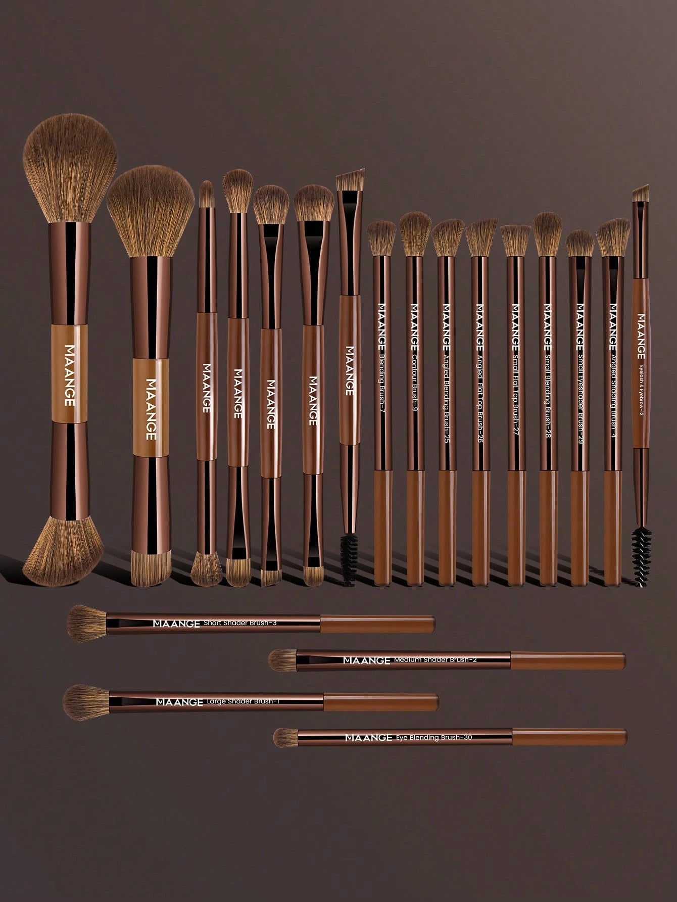 Maange Makeup Brush Brown 20Pcs