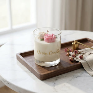 Rose Embedded Glass Candle