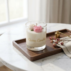 Rose Embedded Glass Candle