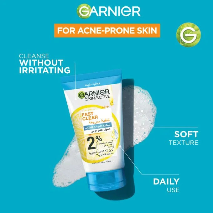 GARNIER FAST CLEAR CLEANSER FOR ACNE PRONE 50 ML