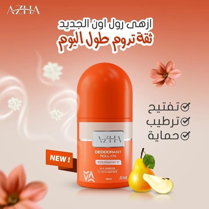 Azha Deodorant Roll-On Sea Breeze 10% Vitamin C 1+1