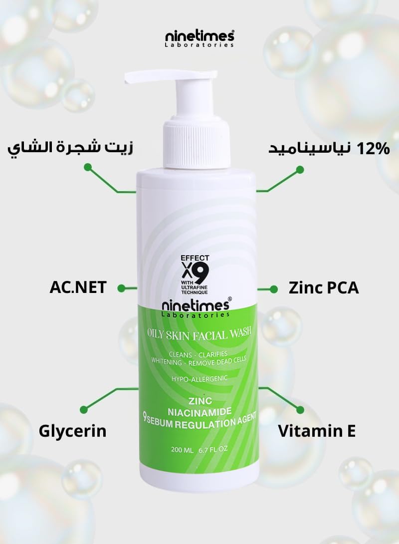 Ninetimes Niacinamide facial wash Cleanser For Oily Skin 200ml