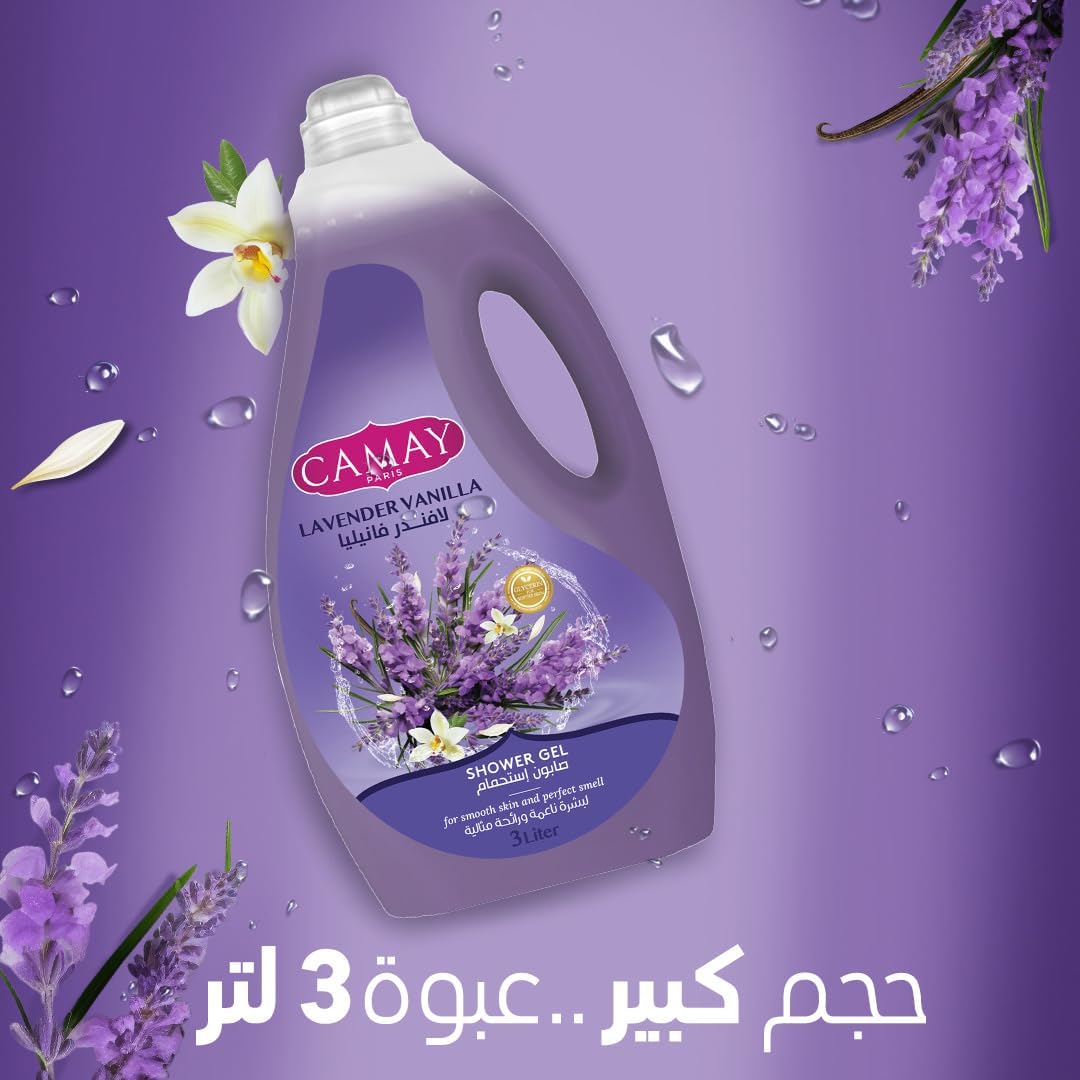 Camay Lavender and Vanilla Shower Gel with Glycerin 3L