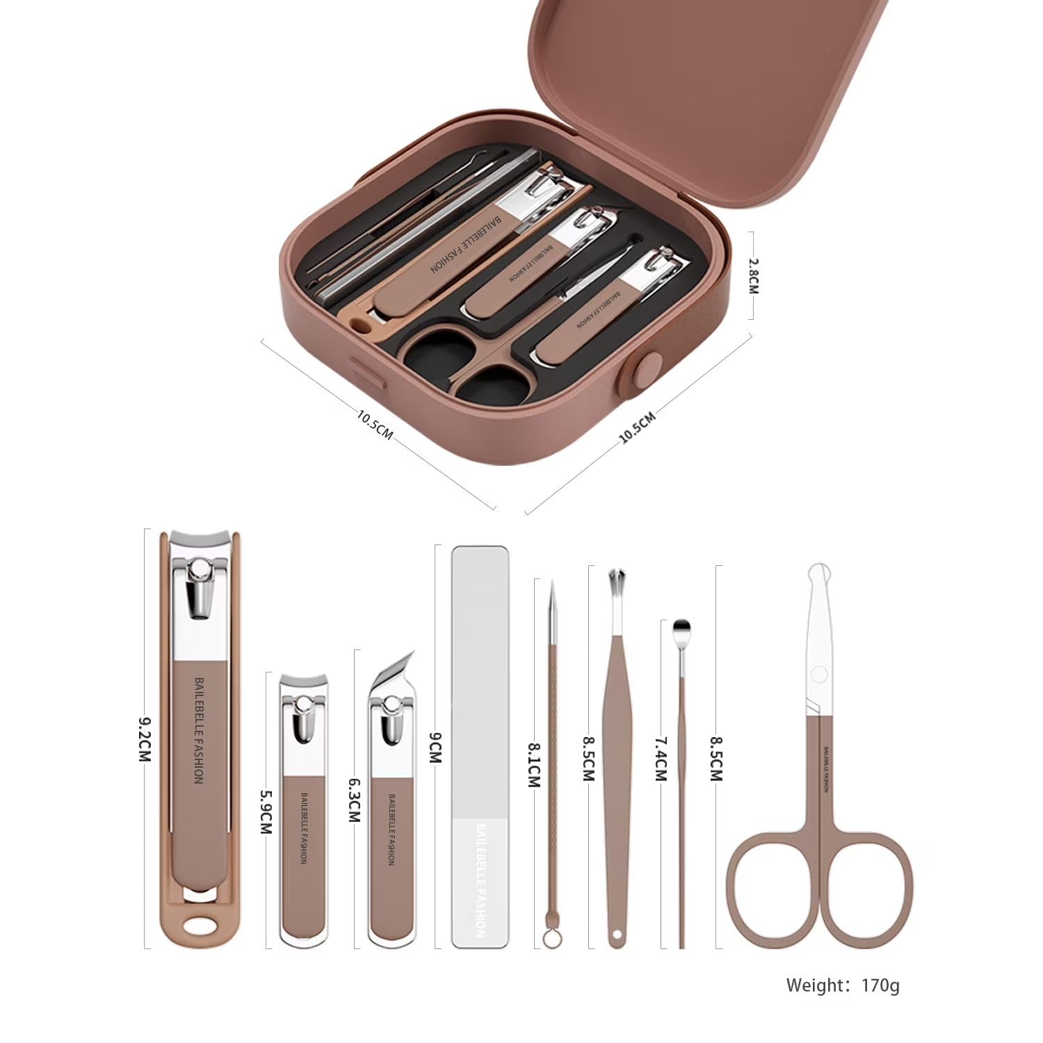 Mini Manicure Set 8 Pieces – Compact Nail Clipper Kit for Travel & Home