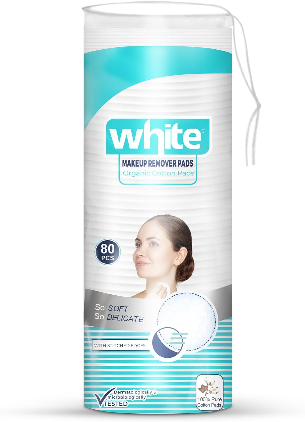 White Organic Cotton Pads for Makeup Removal - 80 Pads
