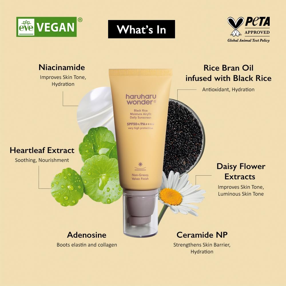 Haruharu Wonder Black Rice Moisture Airyfit Daily Sunscreen SPF50+ PA++++ 50ml