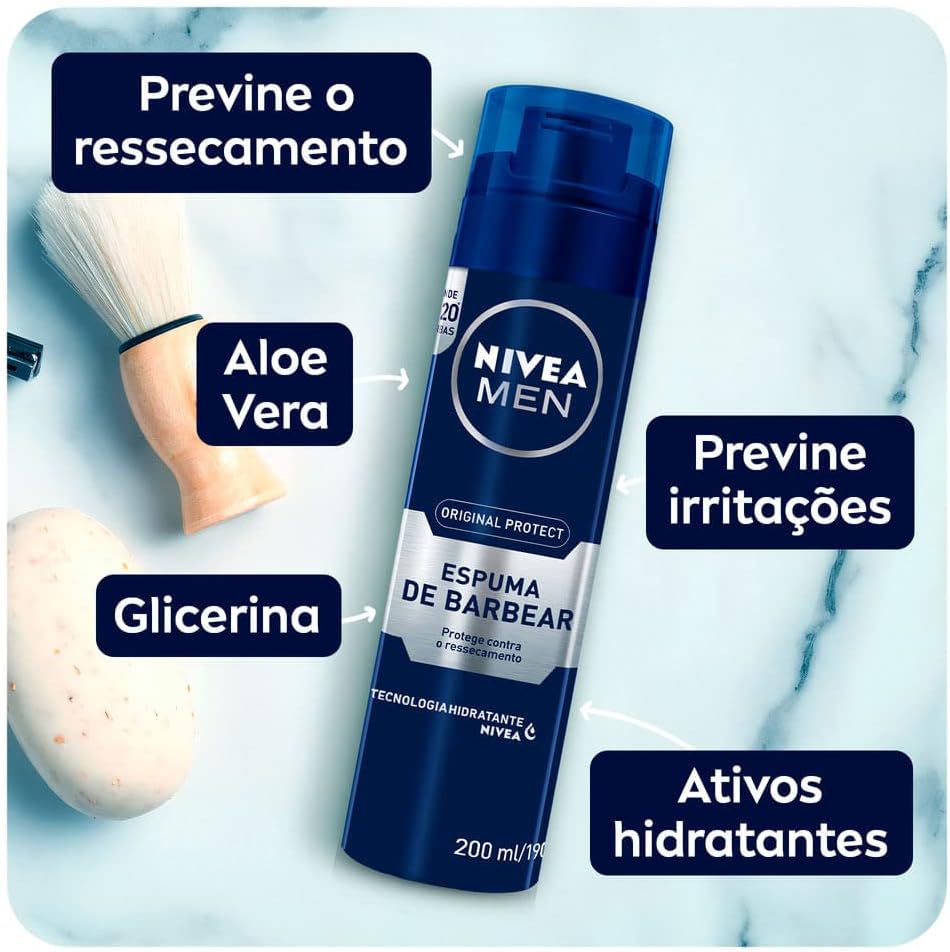 NIVEA MEN Shaving Foam Protect & Care Aloe Vera 200ml