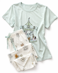 Mint Carousel Print Women's Pajama Set
