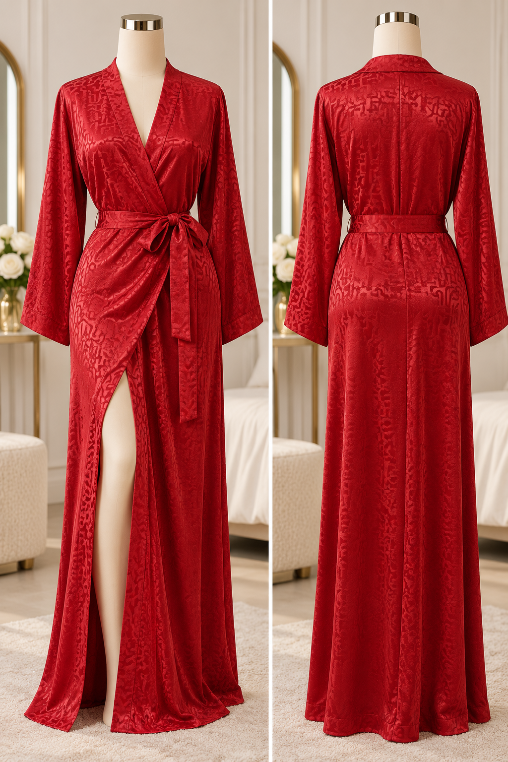 Satin Red Long Robe