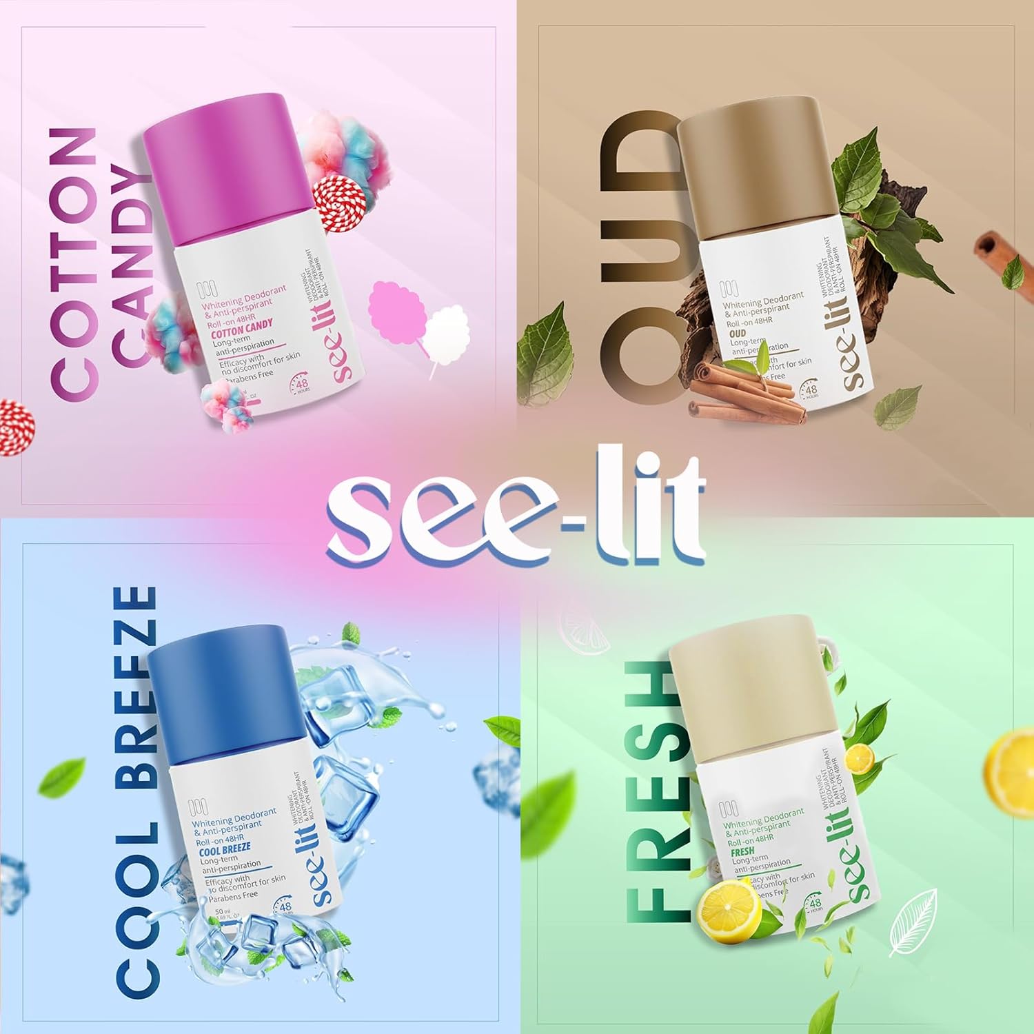See Lit Whitening Deodorant Roll On Cotton Candy 50ml 1+1