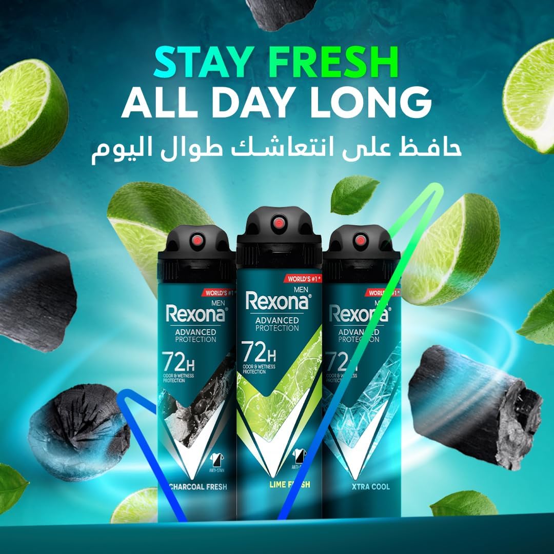 Rexona Men Advanced Protection 72H+ Antiperspirant Deodorant Charcoal Clean Spray 150ML