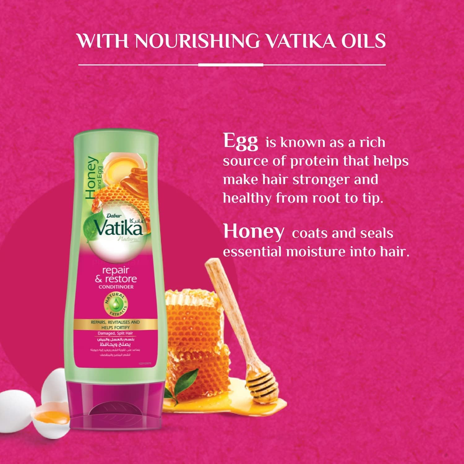 Vatika Naturals Honey Egg Repair and Restore Conditioner 360Ml