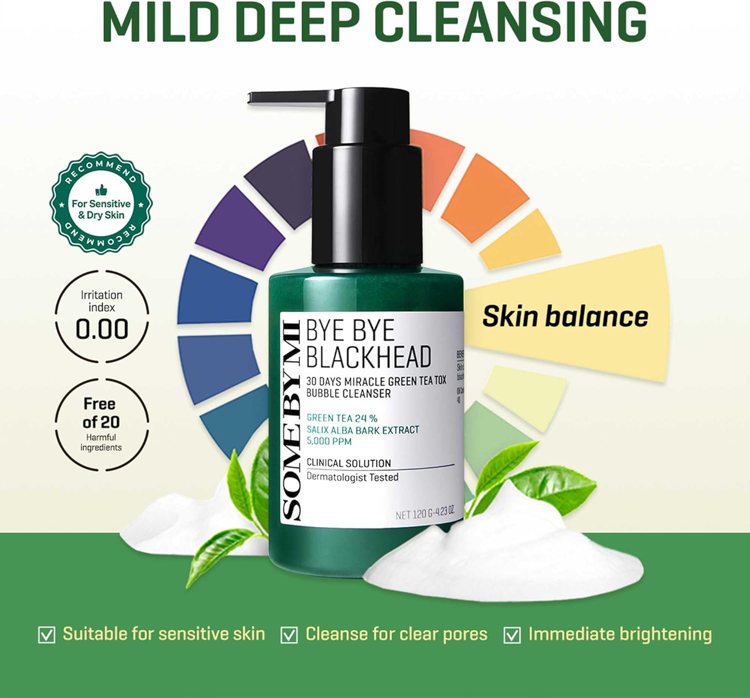 Some By Mi Bye Bye Blackhead 30 Days Miracle Green Tea Tox Bubble Cleanser 120 g