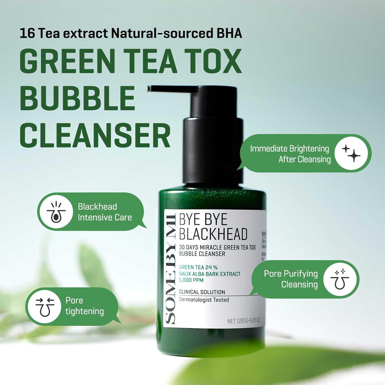 Some By Mi Bye Bye Blackhead 30 Days Miracle Green Tea Tox Bubble Cleanser 120 g