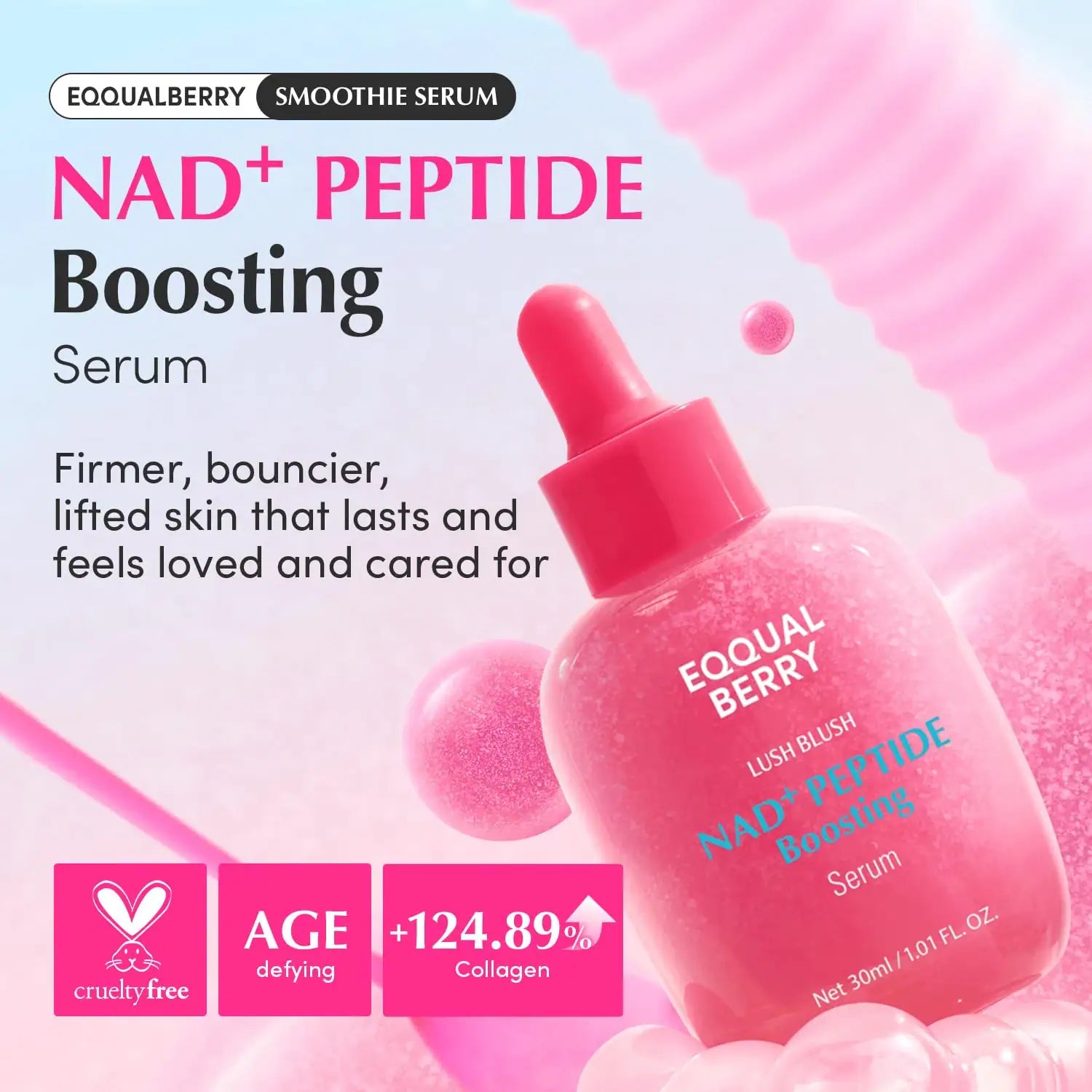 EQQUAL BERRY Lush Blush NAD + Peptide Boosting Serum 30ml