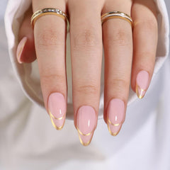 Shein 24Pcs Gold Double French Tips Press on Nails