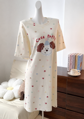 Cream Puppy Print Oversized Nightdress