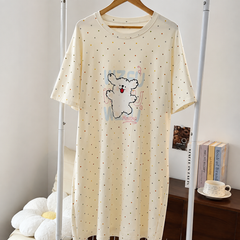Oversized Polka Dot Cartoon T-Shirt Dress