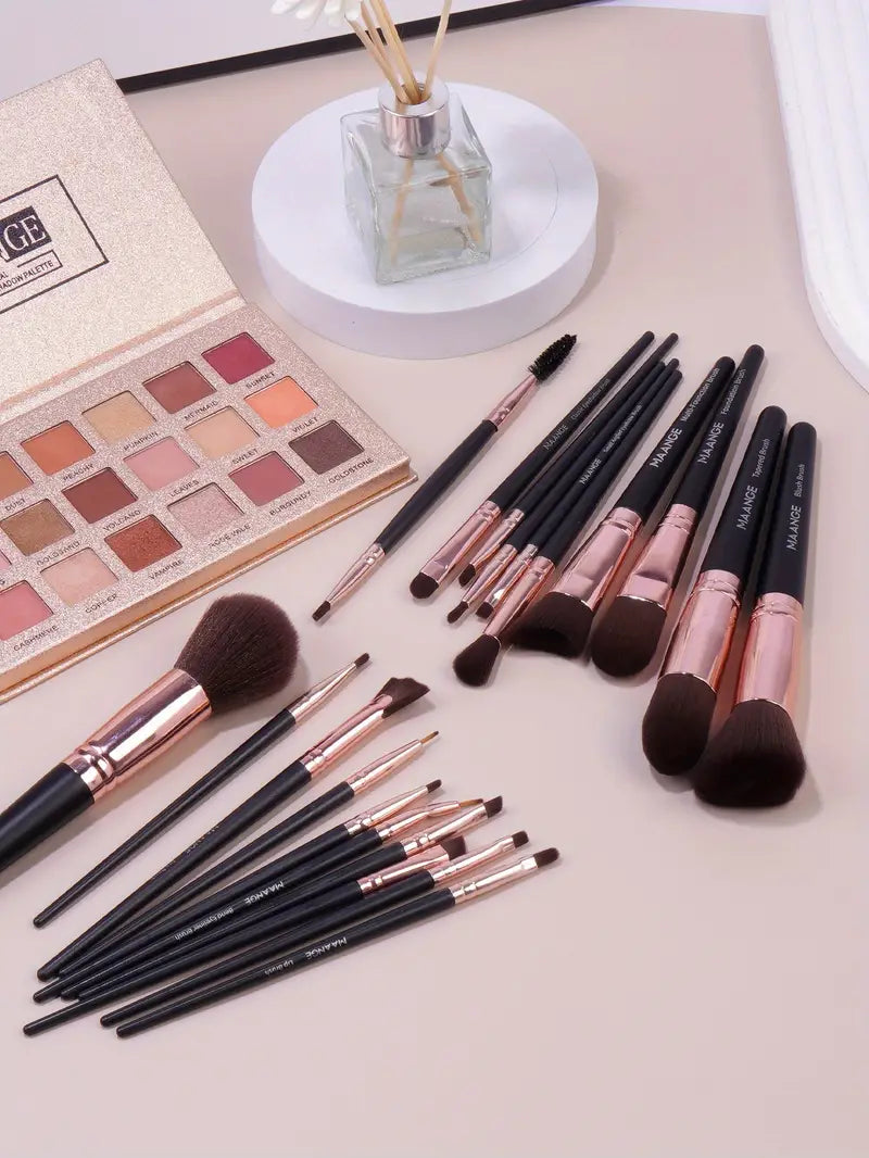 SheIn Mang Luxury Professional Makeup Brush Set 21 Pieces - Black 