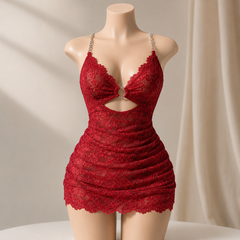 Red Lace Mini Lingerie Dress