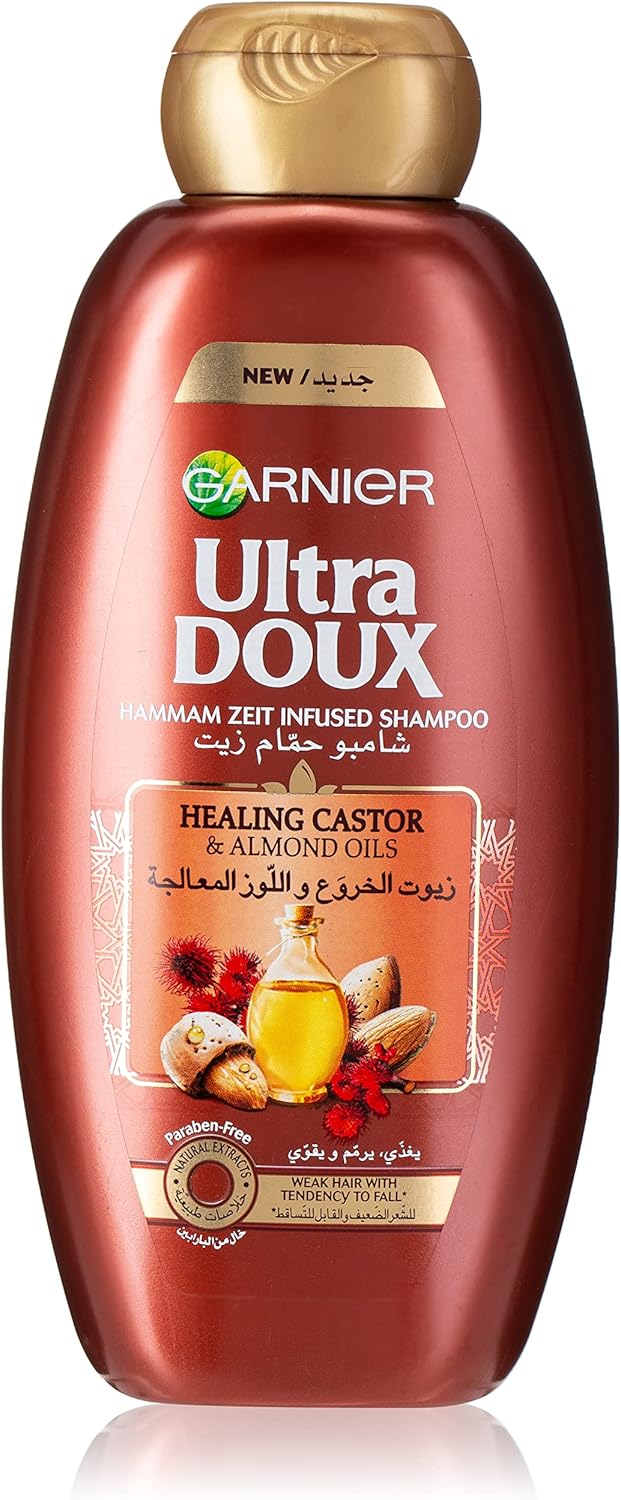 غارنييه الترا دوكس شامبو ٦٠٠مل خروع & لوز معالج