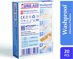 Cure-Aid Wash Proof ضمادات لاصقة 20 قطعة 4 عبوات
