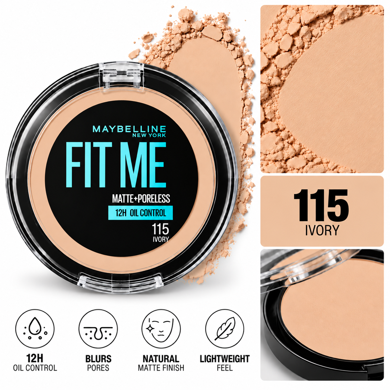Maybelline New York Fit Me Matte and Poreless Compact Face Powder