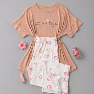Pink Lace Women's Pajama Set