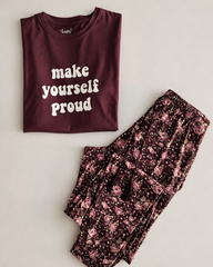 Women's Burgundy Floral Pajama Set