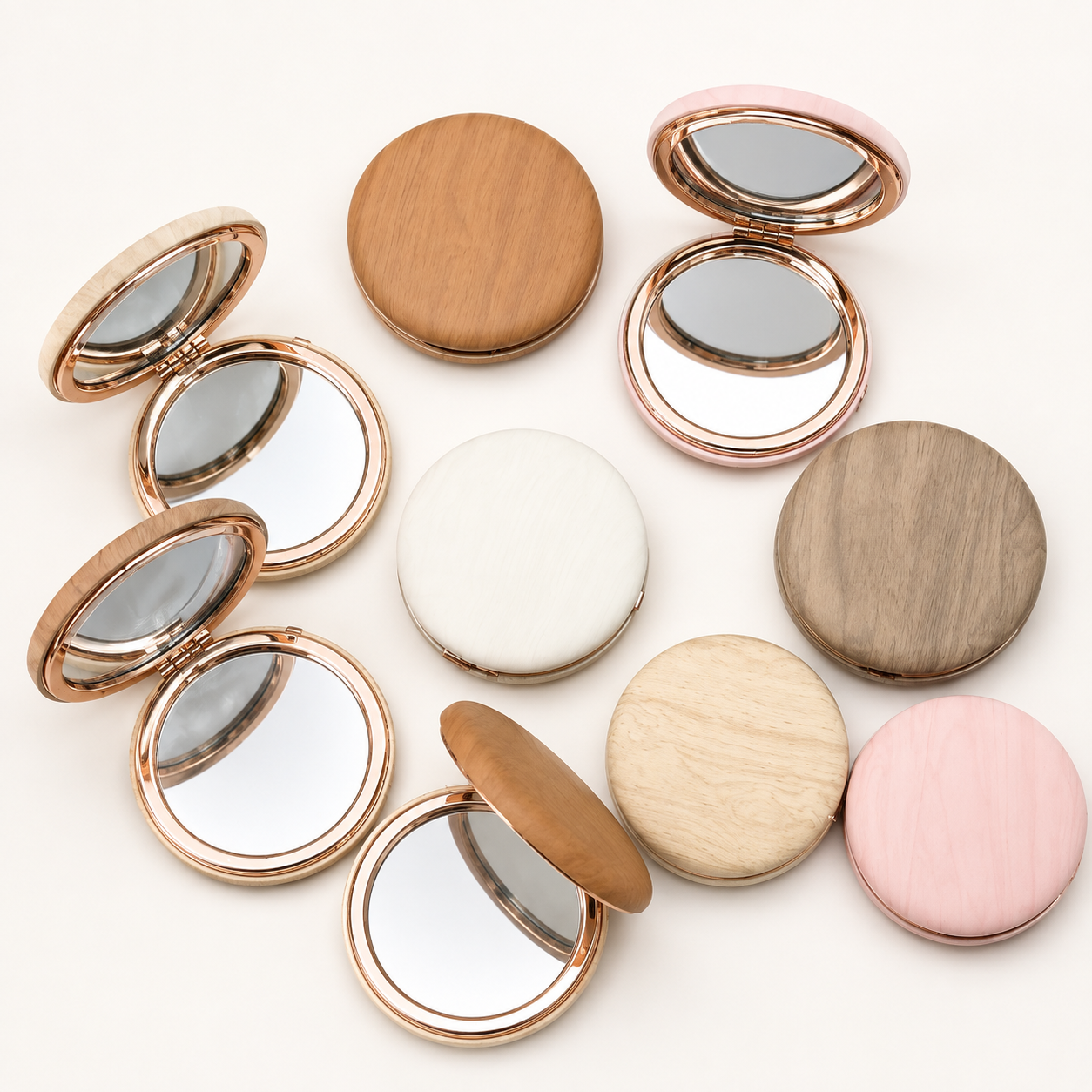 A flat Mirror and a 2x Magnifying Glass-Beige