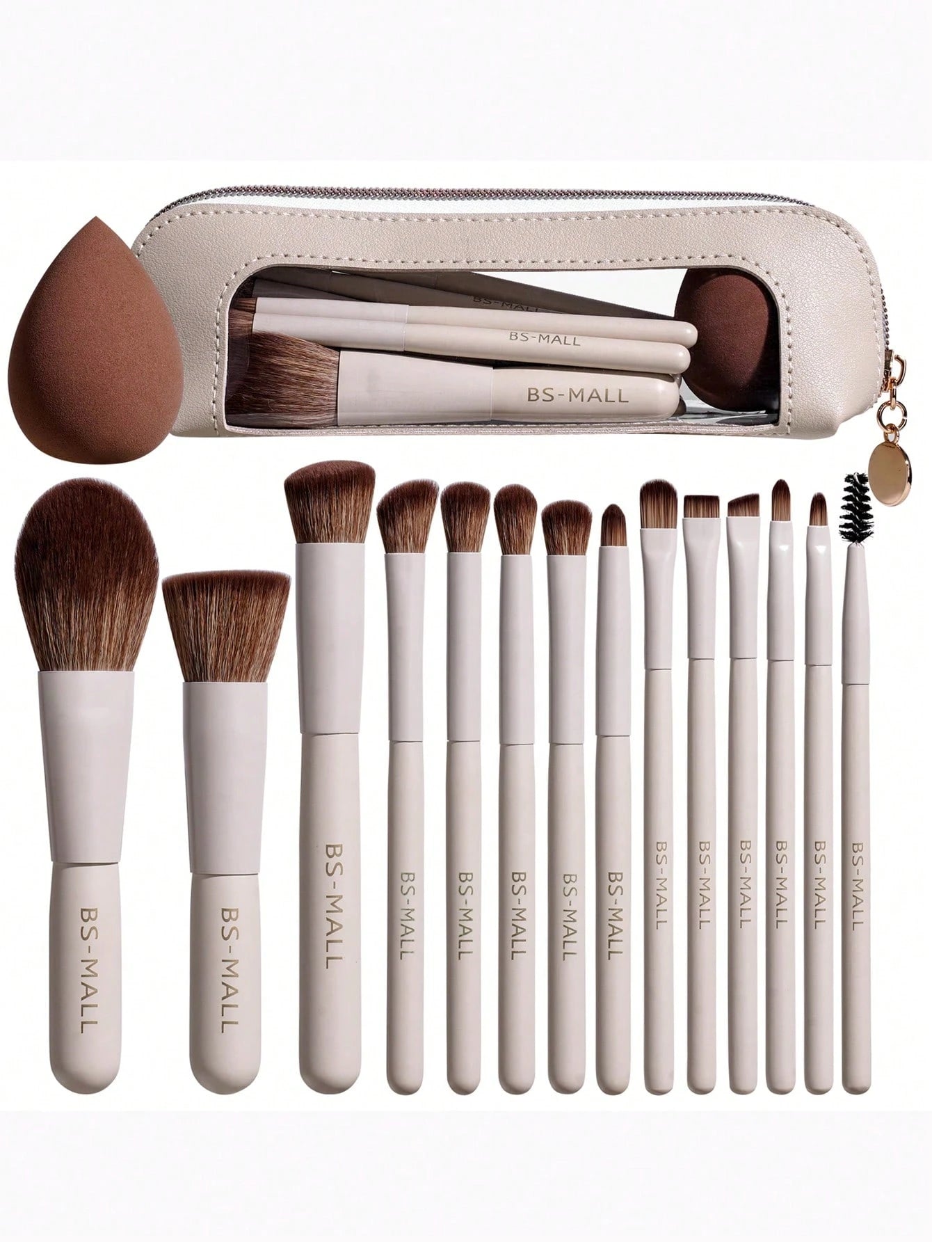 BS-MALL 14Pcs makeup brush set with Bag- Begie