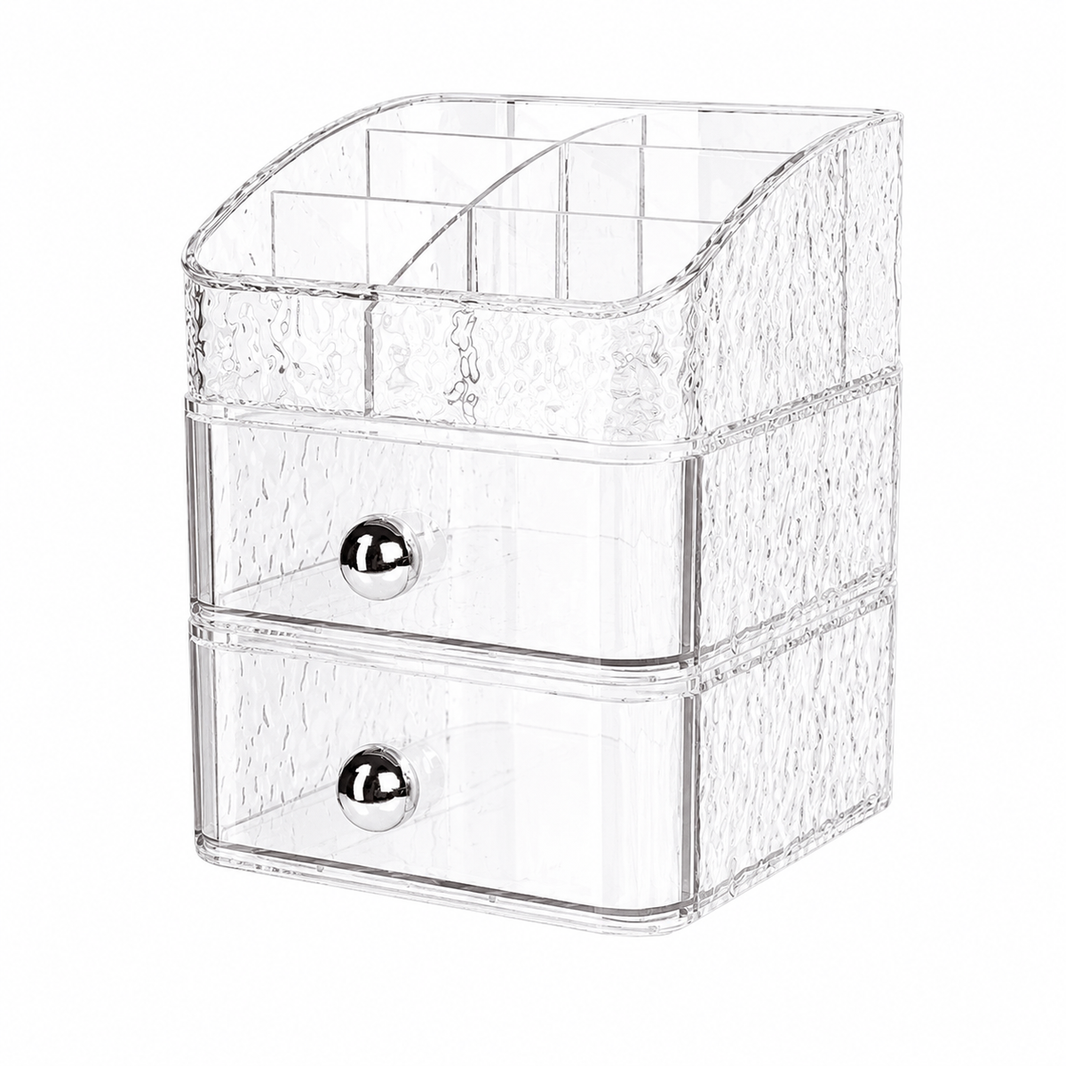 Clear Acrylic Makeup Organizer Storage Box with 2 Drawers and Compartments	