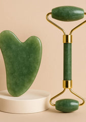 2Pcs Anti-Aging Jade Roller Massage And Gua Sha Facial