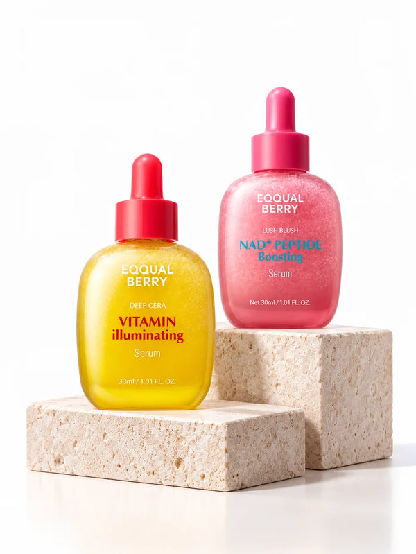 Eqqualberry Vitamin Illuminating Serum 30ml + Eqqual Berry Lush Blush NAD+ Peptide Boosting Serum 30ml bundle