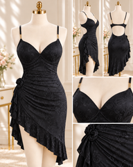 Floral Lace Asymmetric Lingerie