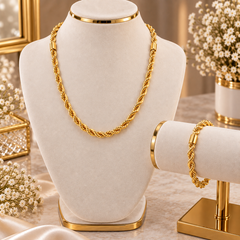 Gold Rope Chain & Bracelet Set
