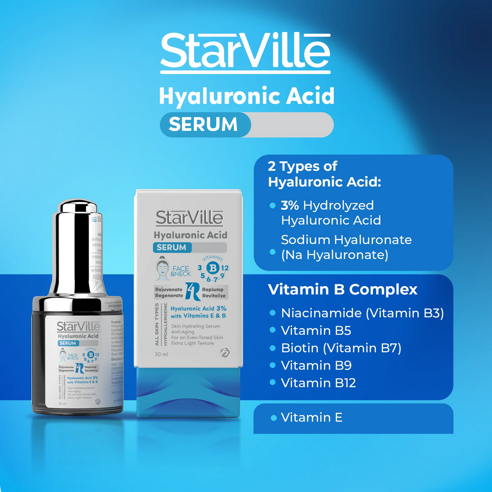 Starville Hyaluronic Acid Serum With Vitamin E And B 30 ml