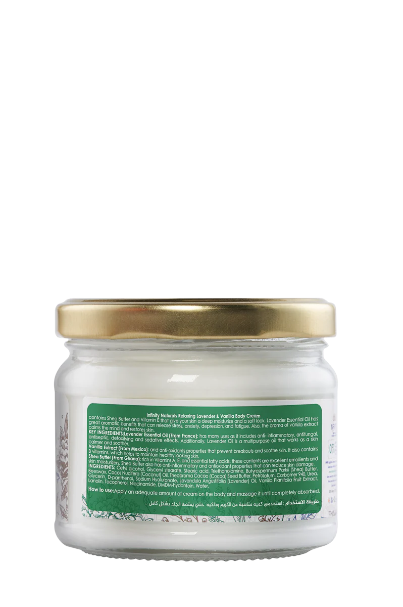 Infinity Relaxing Body Cream Lavender Essential Oil and Vanilla Extract 250gm