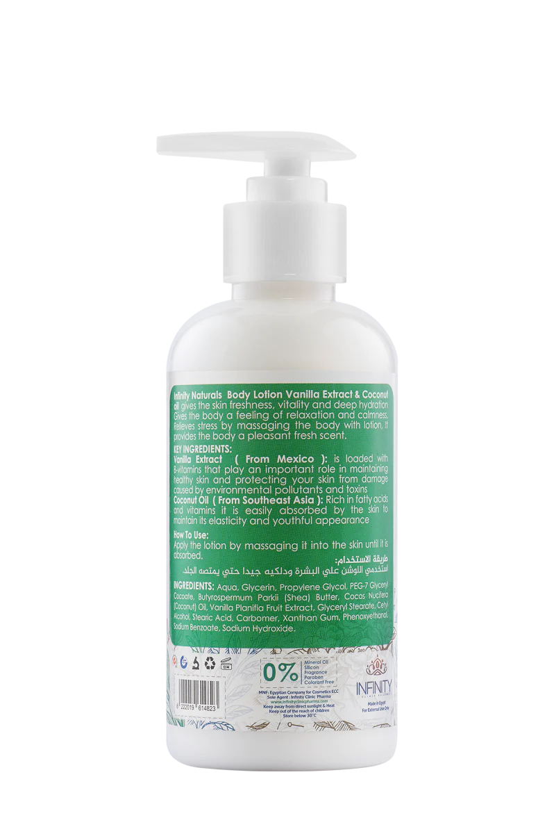 Infinity Naturals Body Lotion with Vanilla Extract and Coconut Oil - 250 ml