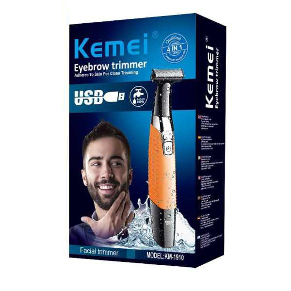 Kemei KM-1910 Eyebrow and facial trimmer wet and dry For Men