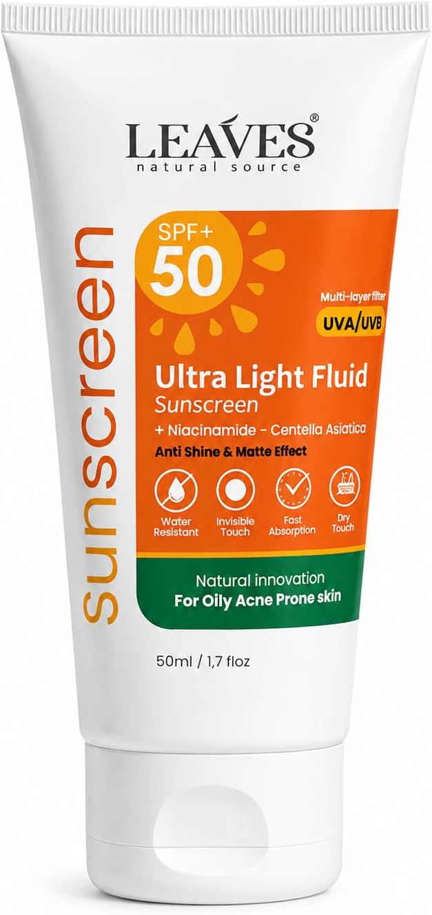 Leaves Ultra-Light Fluid Sunscreen for Oily & Combination Skin 50ml
